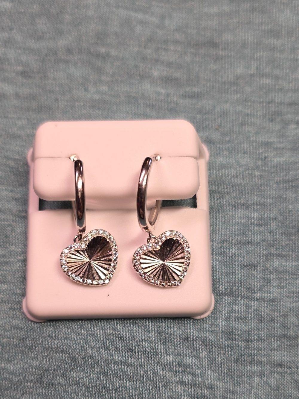 Sterling Silver Heart Halo Drop Earrings - Sparkling Spinel Stones